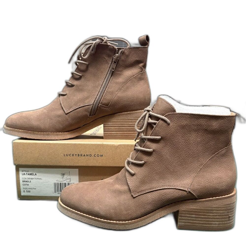 Lucky Brand "LK-Tamela" Suede Lace-Up Ankle Booties